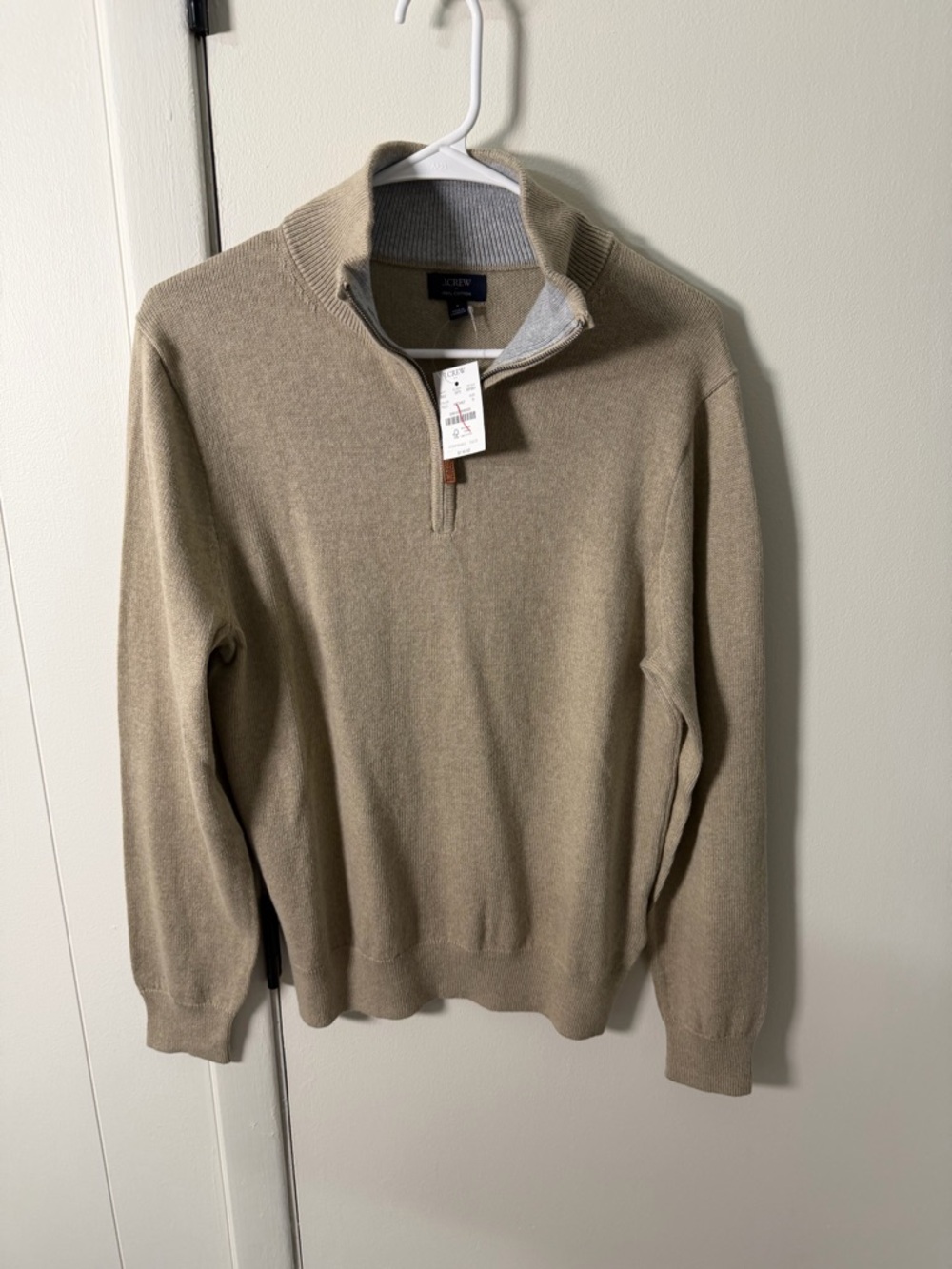 J. Crew Men's Zip-Neck Sweater in Taupe